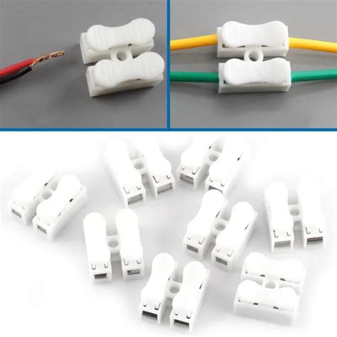 100pcs Cable Connectors Wire Connectors Splice With Clamp Terminal T10A 220V 2 Pin Quick Wire ...