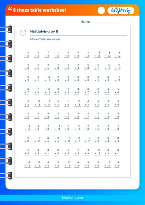 Free 8 Times Tables Worksheets for Kids [PDFs] Brighterly.com