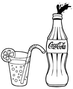 Coca Cola and a glass of lemonade coloring page