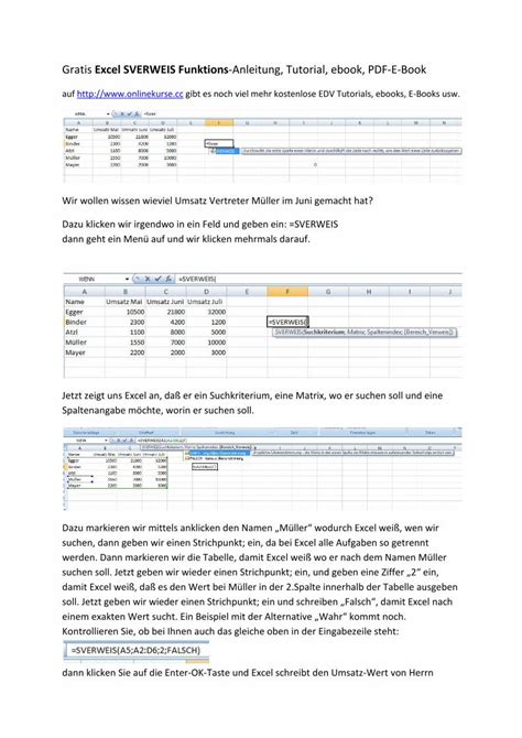 (PDF) Gratis Excel SVERWEIS Funktions-Anleitung, Tutorial, … excel ...