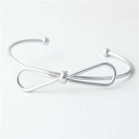 White Gold Bow Cuff Bracelet - kellinsilver.com