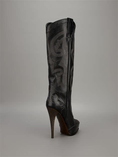 Lyst - Lanvin Platform Cowboy Boot in Black