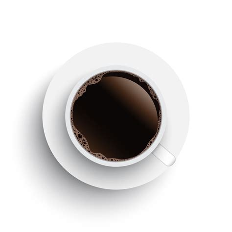 Realistic top view black coffee cup and saucer isolated on white ...