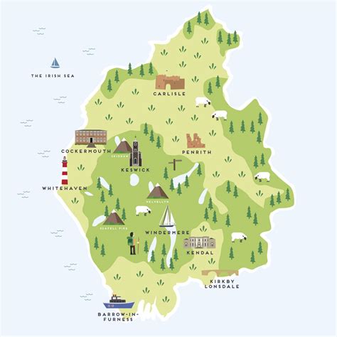 Map Of Cumbria And The Lake District Print By Pepper Pot Studios