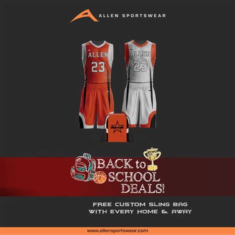 Buy a Home and Away Pro Basketball Uniform from Allen Sportswear and get a custom Sling Bag wort ...