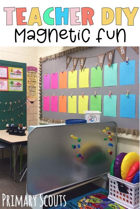 a magnetic board with magnets on it and the words teacher diy in front ...