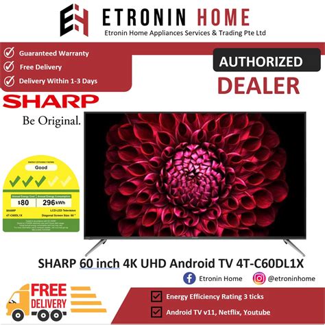 SHARP 60 inch 4K UHD Android TV 4T-C60DL1X | Shopee Singapore