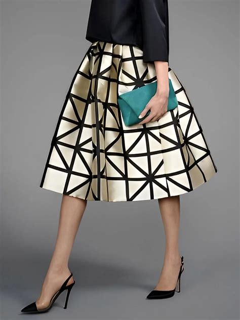 Regular Fit Elegant Geometric Midi Skirt | stylewe