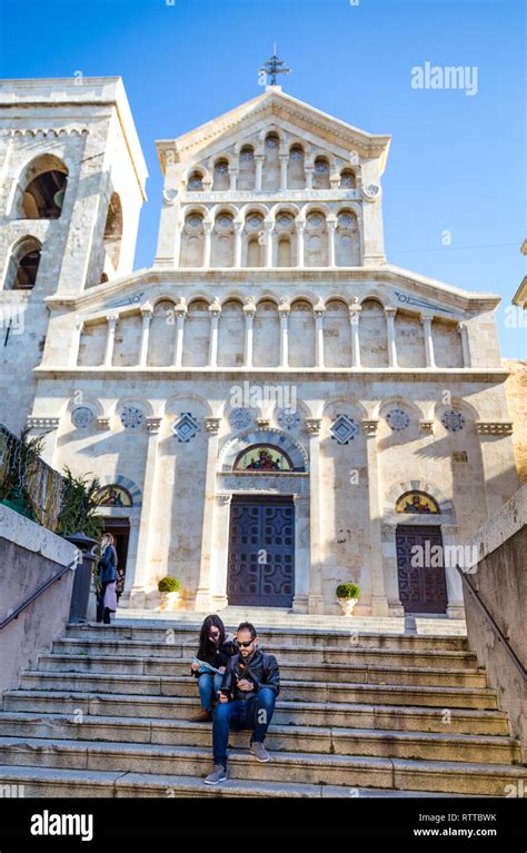 Cagliari, Sardinia island, Italy - December 12, 2019: Neo Gothic facade ...