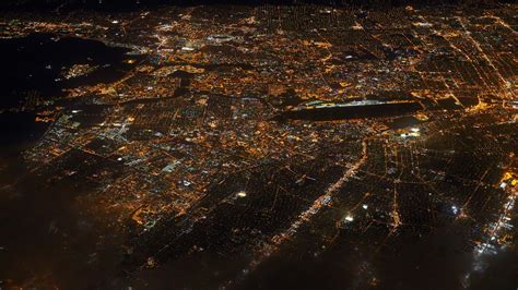 Aerial photography of high-rise buildings at night, city, night, lights, aerial view HD ...