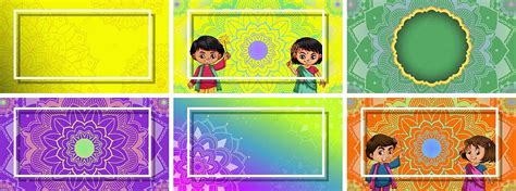 Background Template With Mandala Designs Round Person Cartoon Vector ...