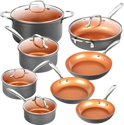 Gotham Steel Pro Pots and Pans Set Nonstick 13 Piece Hard Anodized Kitchen Cookware Sets with ...