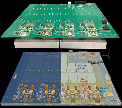 Circuit board layout (A. actual photo and B. design) with switching ...