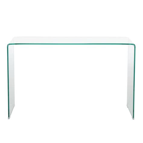 Noble House Cadyn Clear Tempered Glass Console Table-296696 - The Home Depot