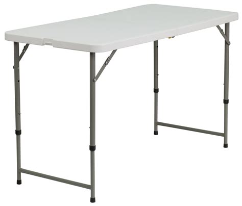 Adjustable Height Granite White Plastic Folding Table from Renegade (DAD-YCZ-122Z-2-GG ...