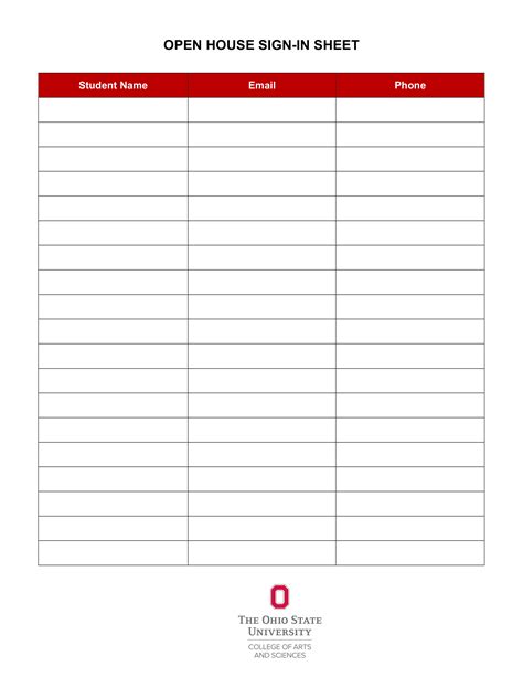 Blank Open House Sign In Sheet | Templates at allbusinesstemplates.com