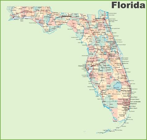 Florida road map with cities and towns - Ontheworldmap.com