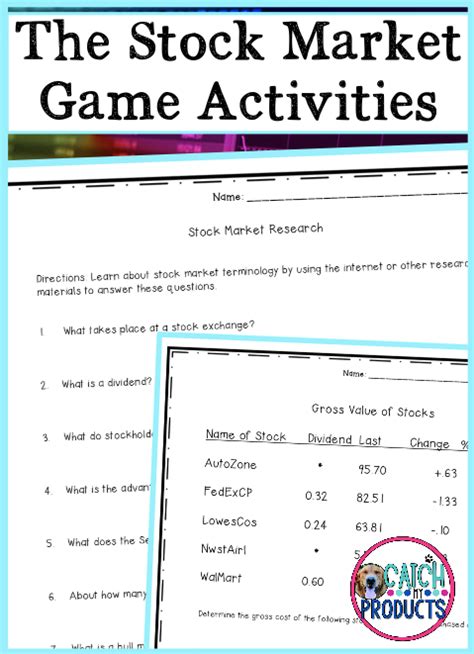 The Stock Market Game Activities | Stock market game, Math words, Stock ...