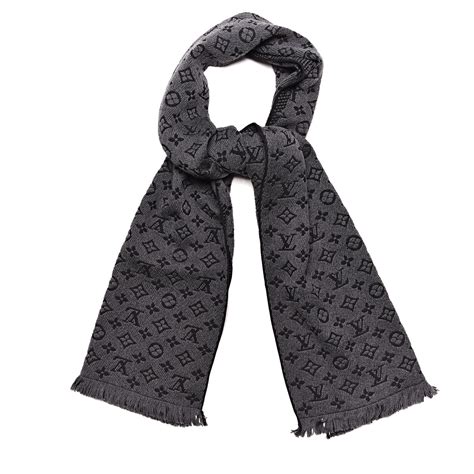 LOUIS VUITTON Wool Monogram Classic Scarf Charcoal Grey 424280