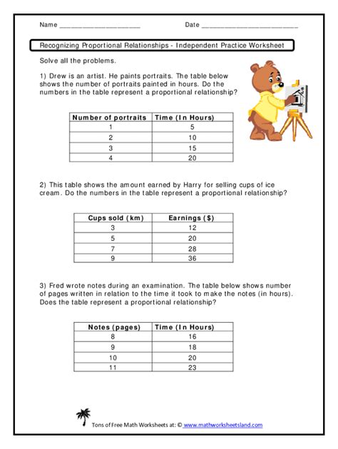 Recognizing Proportional Relationships Independent Practice Worksheet - Fill Online, Printable ...