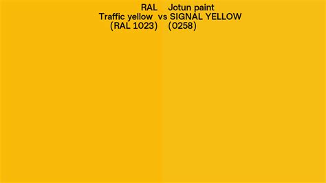 RAL Traffic yellow (RAL 1023) vs Jotun paint SIGNAL YELLOW (0258) side by side comparison