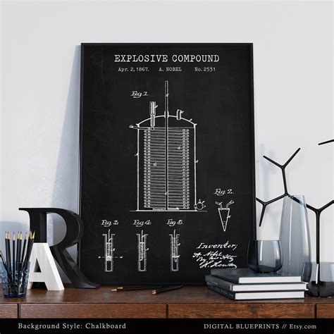 Dynamite Patent Print Alfred Nobel Blueprint Explosives - Etsy