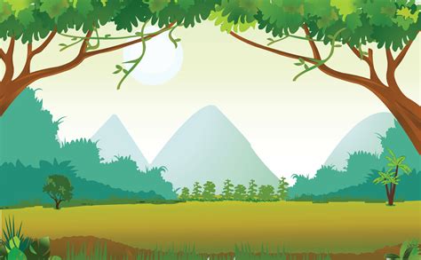 Illustration of a summer forest landscape in cartoon style. 6033144 Vector Art at Vecteezy