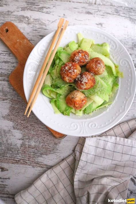 Chicken Meatballs With Zoodles - Keto Diet Yum