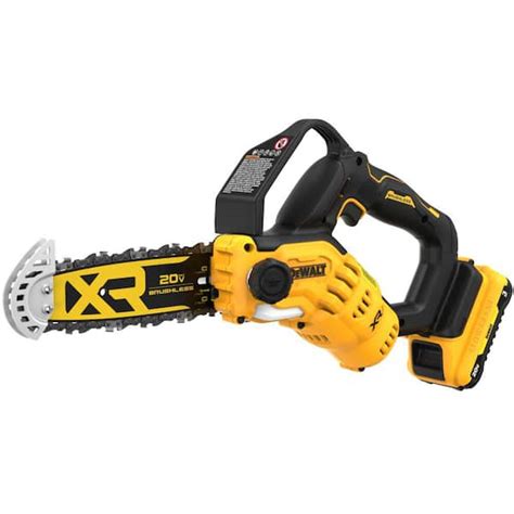 DEWALT 8 in. 20-Volt Lithium-Ion Pruning Electric Battery Chainsaw Kit with 3Ah Battery and ...