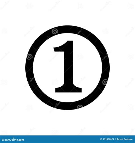 Icon Number 1 in Circle Black Isolated on White, Flat Currency Coin One 1 Money, First Symbol ...