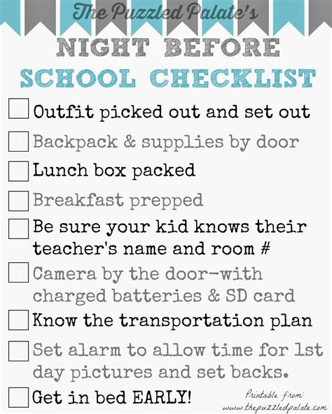 The Puzzled Palate: Back to School Checklist- Free Printable