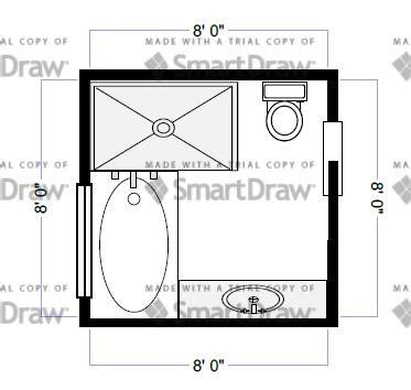 Bathroom layout idea 8x8