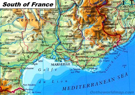 South of France Map - Ontheworldmap.com