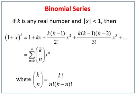 Binomial Series (examples, solutions, videos)