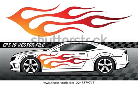 Fire Flames Racing Car Decal Vector Stock Vector (Royalty Free ...