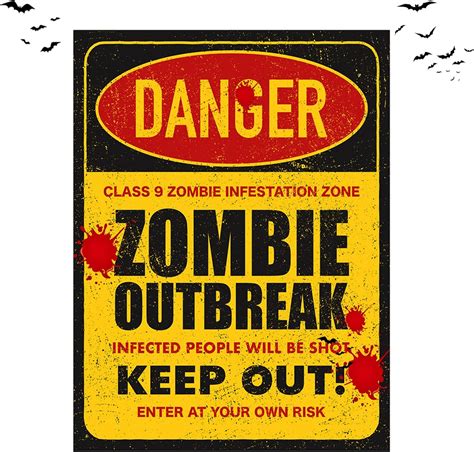 Amazon.com : Halloween Decorations 9 Pack Beware Signs Halloween Signs ...