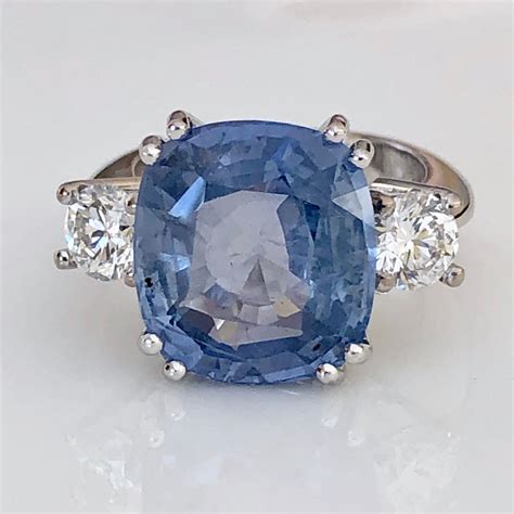 Genuine Natural Ceylon Sapphire Diamond Unheated Ring 18K White Gold ...