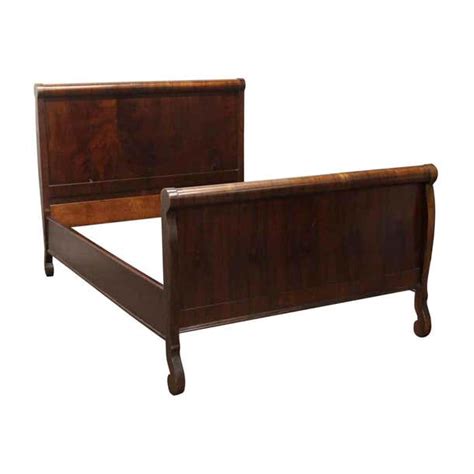 1920 Solid Wood Full Sleigh Bed Frame Set with Walnut Veneer at 1stDibs ...