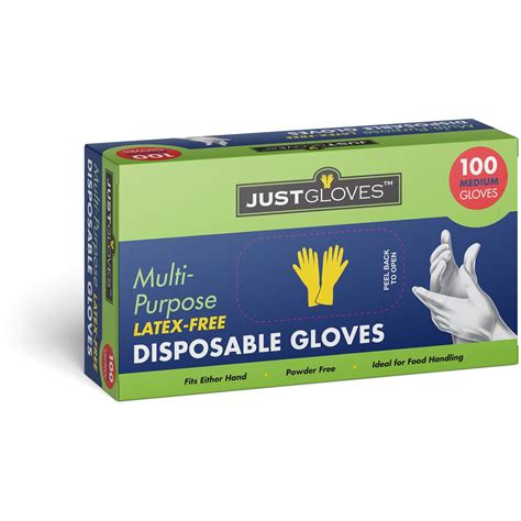 Just Gloves Multi Purpose Latex Free Disposable Gloves Medium 100 Pack ...