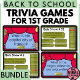 1st Grade Activities Back to School Quiz Game Show using PowerPoint™