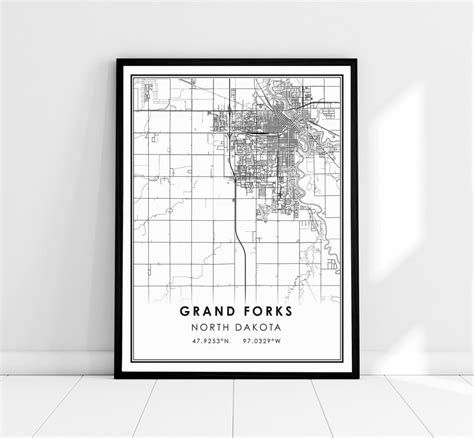 Grand Forks North Dakota Map Print Poster Canvas Grand Forks - Etsy