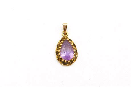 ShopTheSalvationArmy - Vintage 14K Gold Oval Amethyst Pendant 21mm (751)