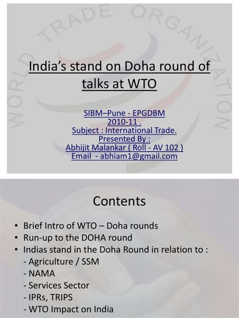 Indias Stand Wto Doha Round | Doha Development Round | World Trade ...