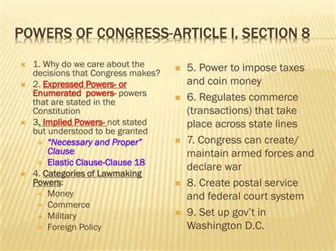 PPT - Powers of Congress PowerPoint Presentation, free download - ID:300401