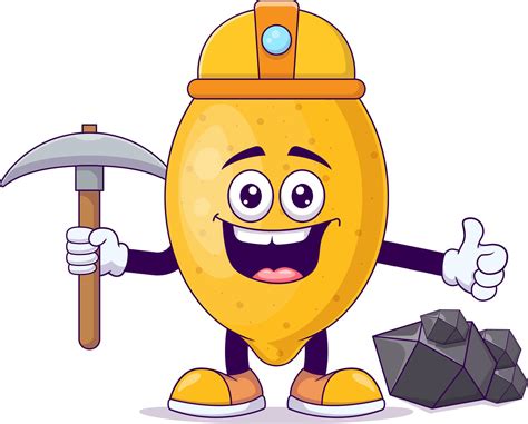 Miner lemon cartoon mascot character vector 6827540 Vector Art at Vecteezy