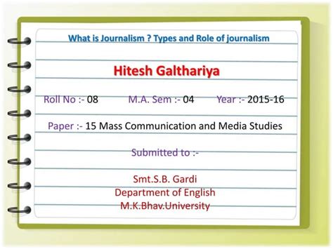 What is Journalism ? Types and Role of journalism. | PPT