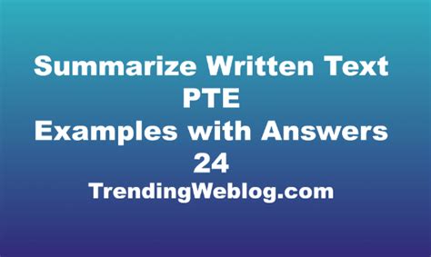 Summarize Written Text PTE Examples with Answers | PTE Writing Test 14