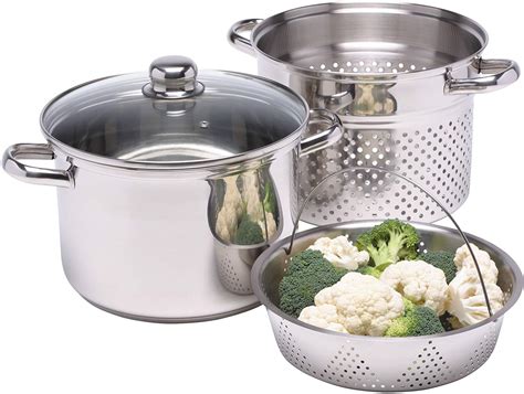 KitchenCraft 20cm Pasta Pot with Strainer & Vegetable Steamer Stainless Steel 4L | eBay