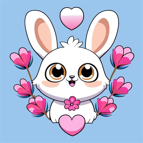 Premium Vector | Llustrate a charming fluffy bunny surrounded