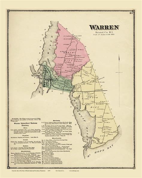 "A charming antique map of Rhode island. This map shows all the building locations and owners ...